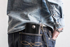 Cool Handmade leather biker chain wallets leather chain men Black long wallet