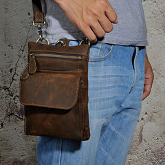 Vintage Mens Leather Belt Pouch Holster Side Bag Belt Case Waist Pouch for Men