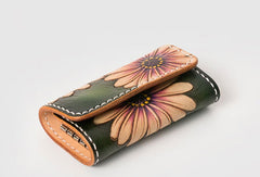 Handmade Leather key wallet card change coin wallet purse cute small women wallet