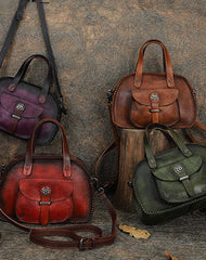Best Brown Leather Womens Vintage Handbag Handmade - Card Slots Detail