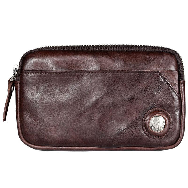 Cool Black Leather Mens Long Wallets Large Zipper Clutch Wallet Coffee Wristlet NY02982028