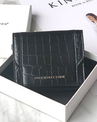 Cute Women Brick Red Vegan Leather Small Card Holder Crocodile Pattern Card Wallets Slim Change Wallet For Women