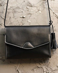 Cute White LEATHER Flip Side Bag Handmade WOMEN Envelope Crossbody BAG Purse FOR WOMEN
