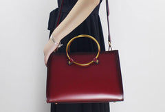 Genuine Leather handbag  purse shoulder bag black for women leather crossbody bag - EverHandmade