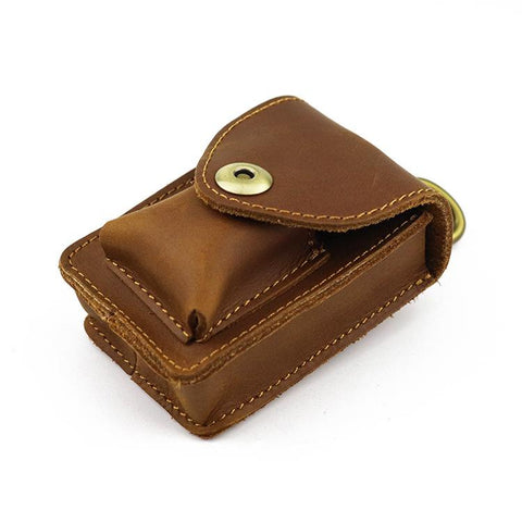 Brown Leather Cigarette Bag Holster Waist Pouches Dark Brown Belt Pouch Belt Bag For Men