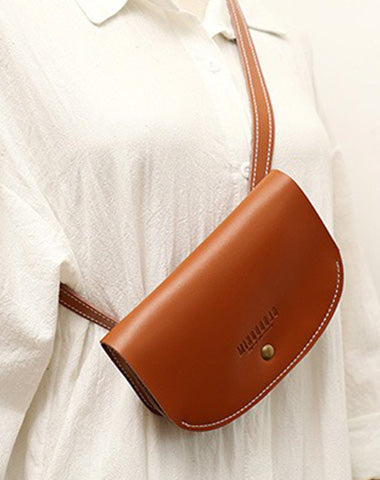 Women Black LEATHER Fanny Pack Cute WOMEN Sling Bag Small Waist BAG FOR WOMEN MIN01191097