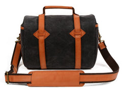 Cool Waxed Canvas Leather Mens Casual Messenger Bag DSLR Camera Bag Side Bag For Men