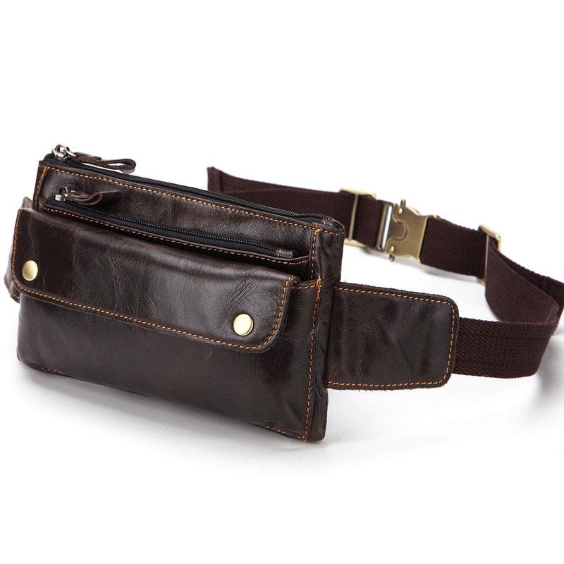 Cool and Retro Dark Brown and Brown LEATHER MENS FANNY PACK FOR MEN BUMBAG Vintage WAIST BAGS