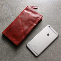 Vintage LEATHER Womens Long Clutch Wallet Zipper Long Wallet FOR Women