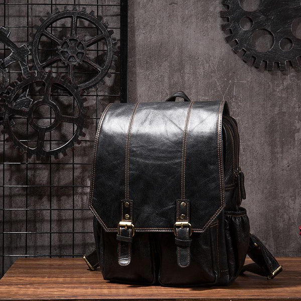 Cool Mens Leather 14inch Laptop Backpack Travel Backpacks Leather School Backpac REAL04691035