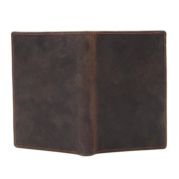 Vintage Mens Leather Small Slim Passport Wallets Bifold Long Wallet For Men FY00992048