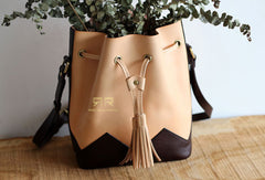 Handmade Leather bucket purse for women crossbody bag leather shoulder bag