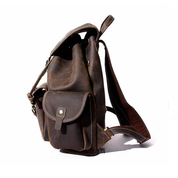 Cool Leather Mens Backpacks Travel Backpack Leather School Backpack for Men QGX03651083