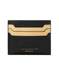 Minimalist Women Black&Gold Vegan Leather Card Holders - Front View