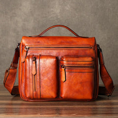 Leather Mens Cool Messenger Bag Black Shoulder Bag for men