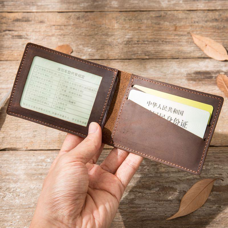 Coffee Cool Leather Mens Slim Small Wallets Bifold Vintage billfold Wallet for Men