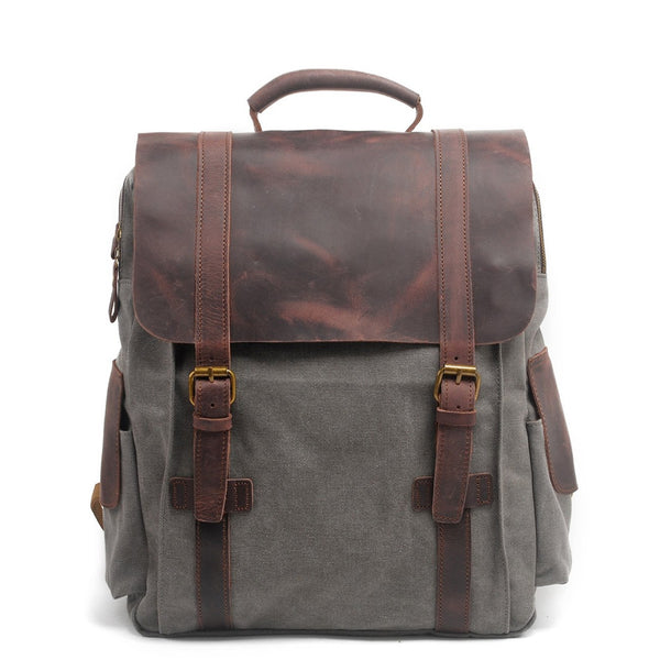 Cool Canvas Leather Mens College Backpack Travel Backpack 15'' Computer Hiking B MCCY01881069