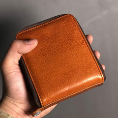 Genuine Leather Mens Cool billfold Leather Wallet Men Small Wallets Bifold for Men