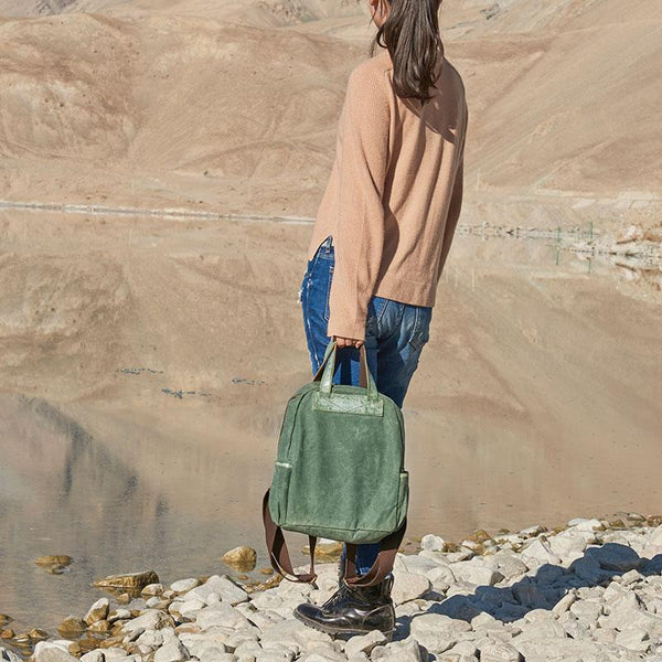 Canvas Green Women Cool Backpack Canvas Travel Bag Canvas Handbag for Women NXX01591071