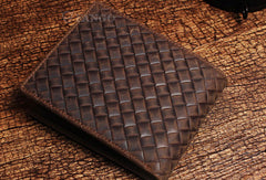 mens wallet with removable id holder​ Vintage billfold leather wallet braided leather billfold wallet for men women - EverHandmade