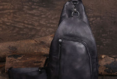 Cool Leather Mens Chest Bag Sling Bag Vintage Leather Sling Bags for Men - EverHandmade