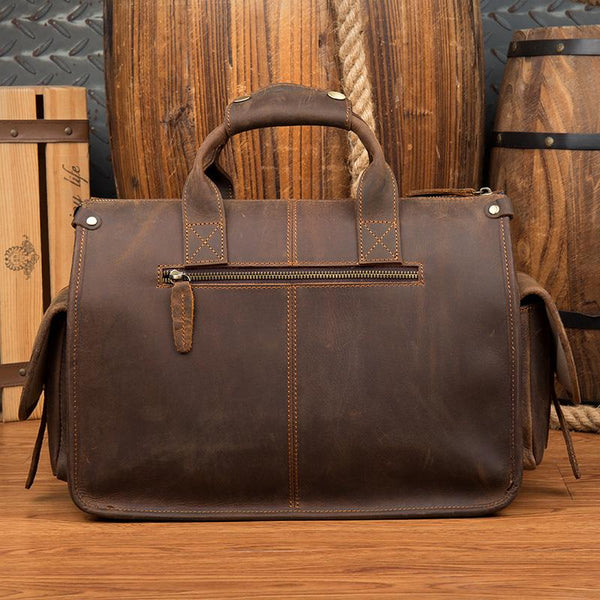 Vintage Mens Leather 14 inches Briefcase Side Bag Work Bags Travel Luggage Bag f MSG04381152