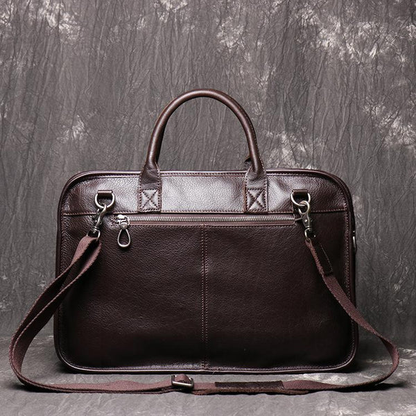 Dark Brown Leather Mens 15 inches Large Laptop Work Bag Handbag Briefcase Should FY03982090
