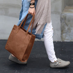 Vintage WOMENs LEATHER Tote Bag Stylish Leather Work Tote Purses FOR WOMEN