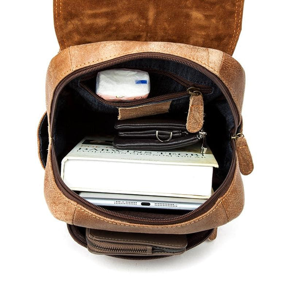 Brown Fashion Womens Leather 12-inch Small Computer Backpacks Laptop Backpacks S MSG03281269