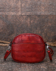 Vintage Small Leather Womens Round Green Shoulder - Back View