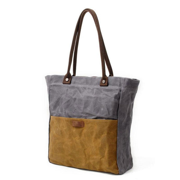 Mens Waxed Canvas Tote Bag Canvas Shopper Bag Canvas Shoulder Bag for Men QGX01381111