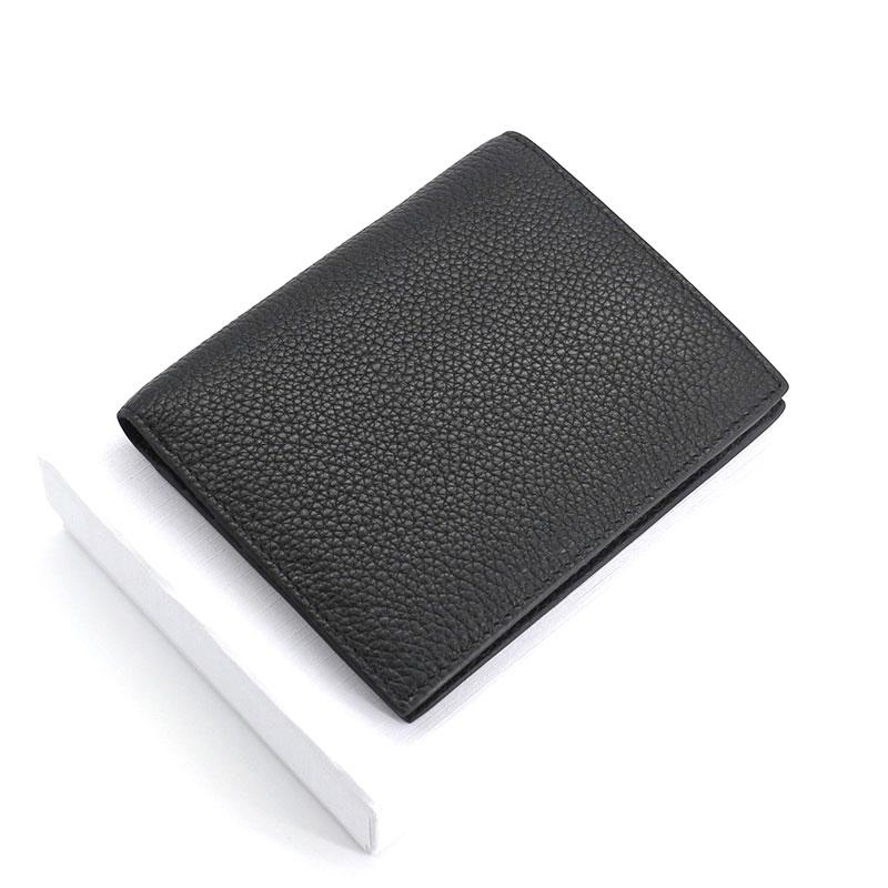 Black Leather Mens Slim Bifold Small Wallet Front Pocket Wallet billfold Small Wallet for Men