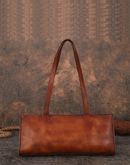 Handmade Leather Womens Vintage Baguette Bag Best - Back View