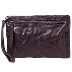 Cool Black Leather Mens Wristlet Wallets Zipper - Side View
