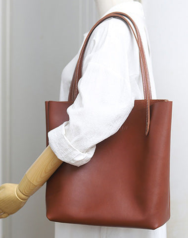 Sqaure LEATHER WOMEN Tote BAGs Brown Handmade Cute Shopper Tote Purses FOR WOMEN