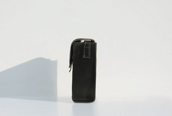 Handmade leather black square purse phone bag shoulder bag cossbody bag purse wo SL03691057