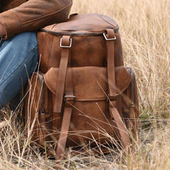 Cool Brown Leather Mens Backpack Large Brown Travel Backpack Hiking Backpack for men