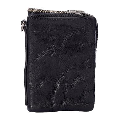 Cool Brown Leather Mens Bifold Small Wallets Black billfold Wallet Front Pocket NY01582040