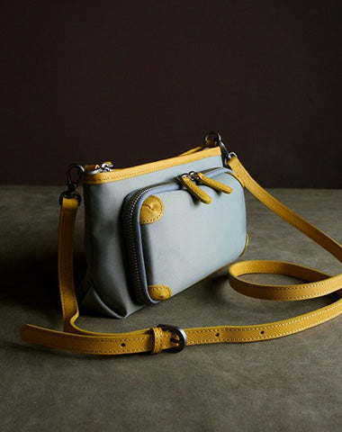 Stylish Womens Light Gray&Yellow NYLON Crossbody Wallet Purse Shoulder Wallet Bag Purse for Ladies