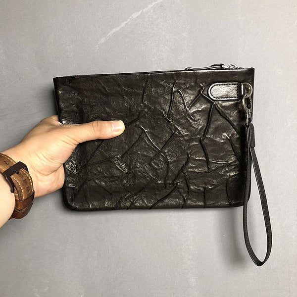 Genuine Leather Mens Clutch Cool Slim Wallet Zipper Clutch Wristlet Wallet for M YBL02381101