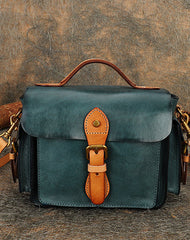 Handmade Coffee Leather Womens Small Satchel Shoulder Bag School Handbag Crossbody Purses for Women