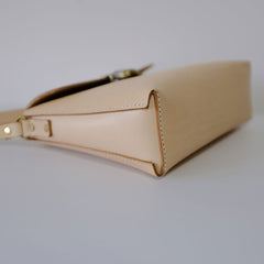 Handmade Leather Beige Womens Vintage Crossbody Purse Shoulder Bag for Women