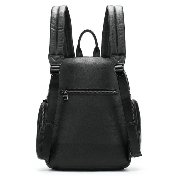 Black Leather Men's 14 inches Large Computer Backpack Large Black Travel Backpac FY03681050