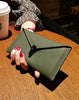 Cute Womens Green Leather Envelope Wallet Slim Clutch Purse Checkbook Long Wallet for Women
