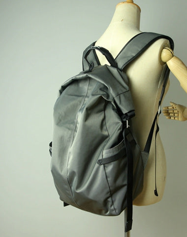 Womens Nylon Large Backpack Purse Dark Gray Nylon Travel Backpack School Rucksack for Ladies