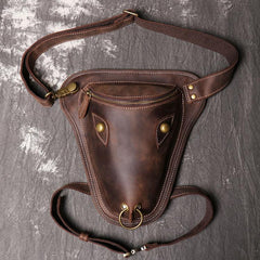 Retro Brown MENS LEATHER FANNY PACK FOR - Open View