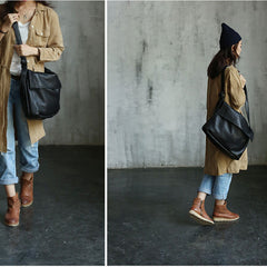 Vintage WOMENs LEATHER Large Messenger Bag Shoulder Bag Purse FOR WOMEN