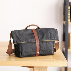 Waxed Canvas Mens Side Bag 13‘’ Khaki Courier Bag Messenger Bag for Men