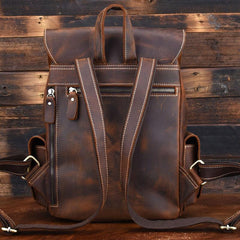 Vintage Leather Brown Mens Backpack School Backpack Travel Backpack Bags for Men