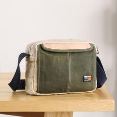 Canvas Leather Mens Womens Green Small 10'' Side Bag Blue Messenger Bag Small Shoulder Bag For Men